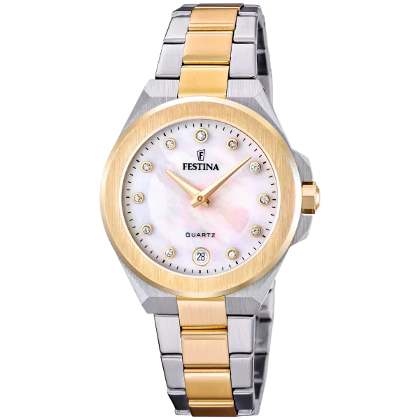 FESTINA DAMEN UHR MADEMOISELLE F20702/1 BEIGE EDELSTAHL ARMBAND